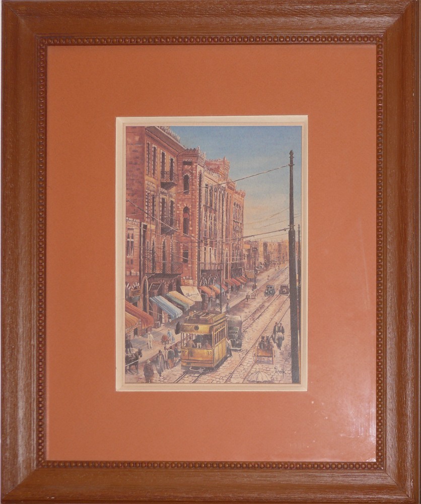 Technique : biseau anglais et filet. Taille : 40,5 × 34 cm.