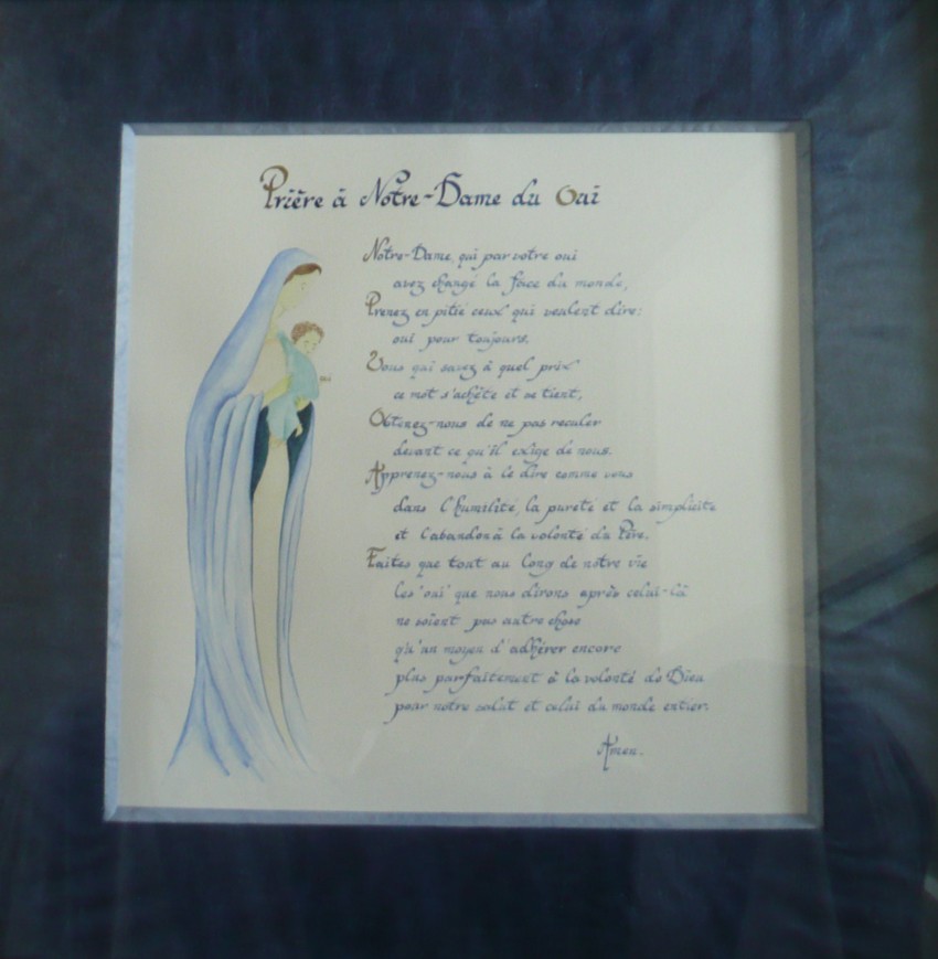 Prière à Notre-Dame du Oui; Taille : 35 × 35 cm.